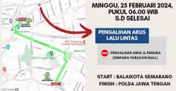 Info pengalihan arus lalu lintas di Semarang, ada pawai Drum Corps Akpol, Minggu 25 Februari 2024. (Sumber: Dishub Kota Semarang)