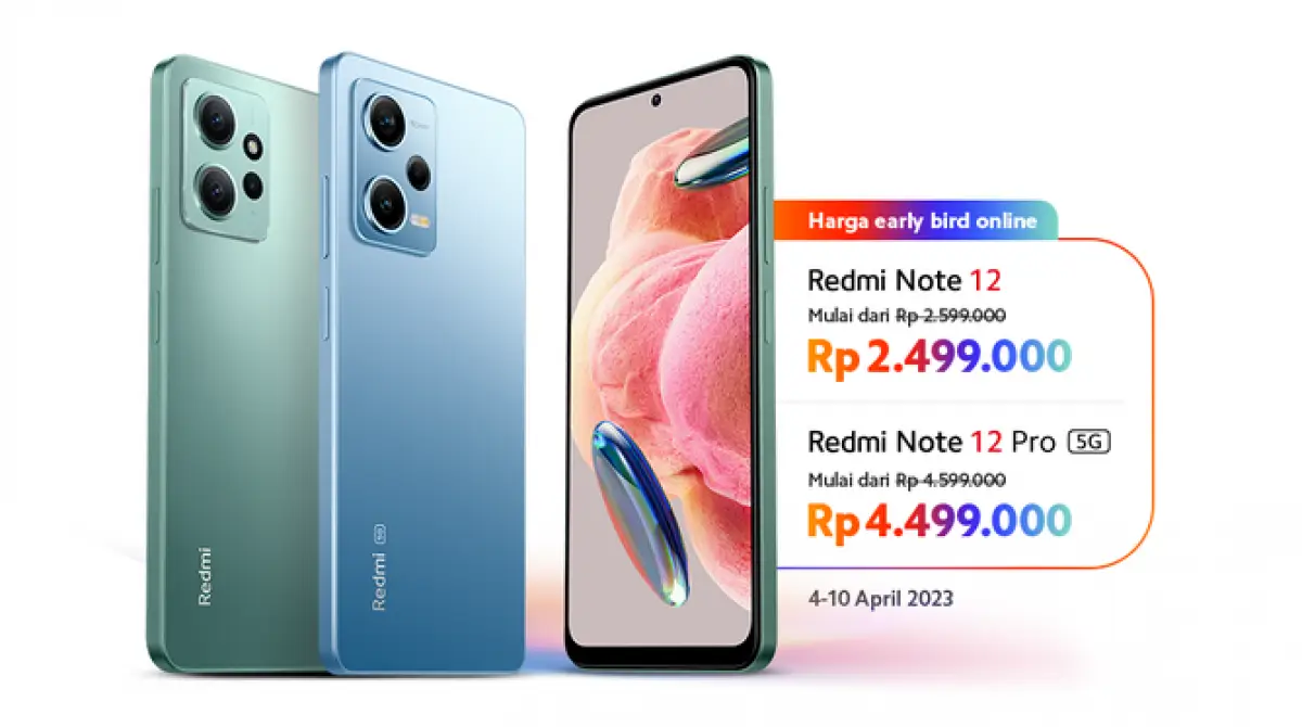Redmi Note 12 dan Redmi Note 12 Pro 5G mulai dijual di Indonesia, Selasa (4/4/2023). (Sumber : Xiaomi)