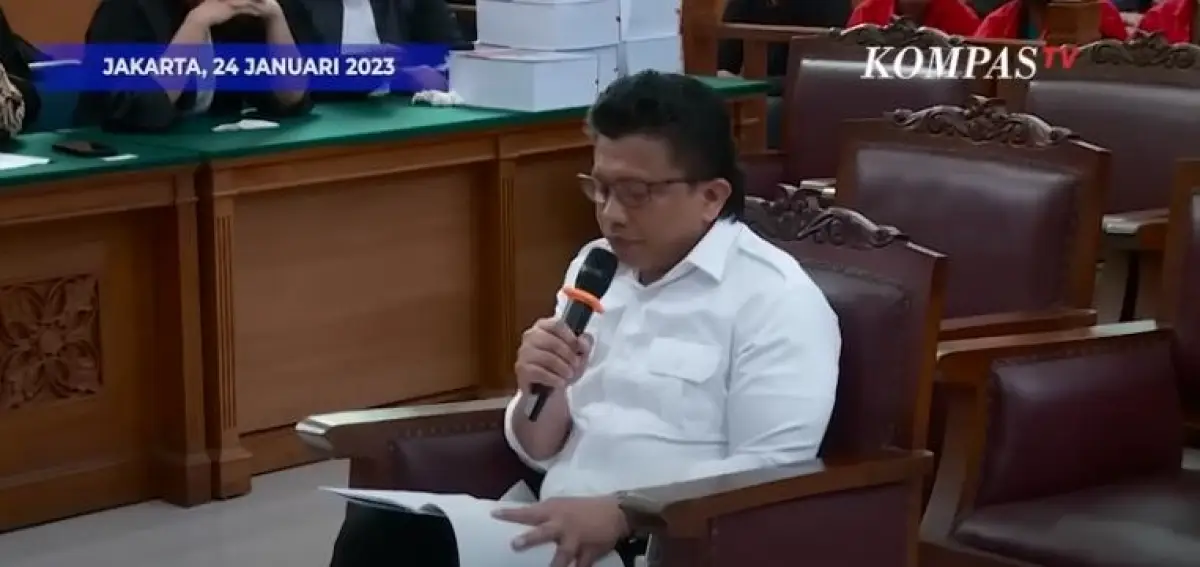 Sambo saat bacakan pledoi (Sumber : tangkapan layar/YouTube KompasTV)