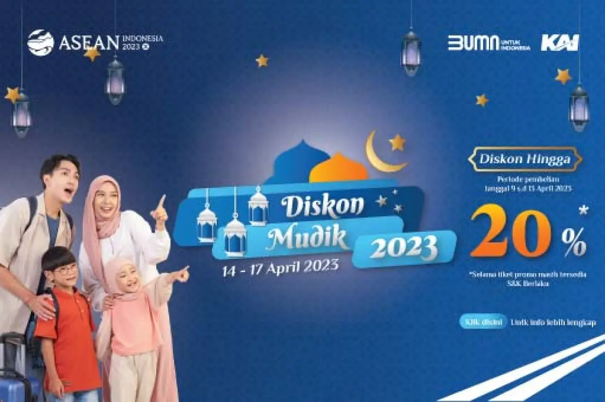 Promo tiket kereta Diskon Mudik 2023 hingga 20 persen. (Sumber : kai.id)