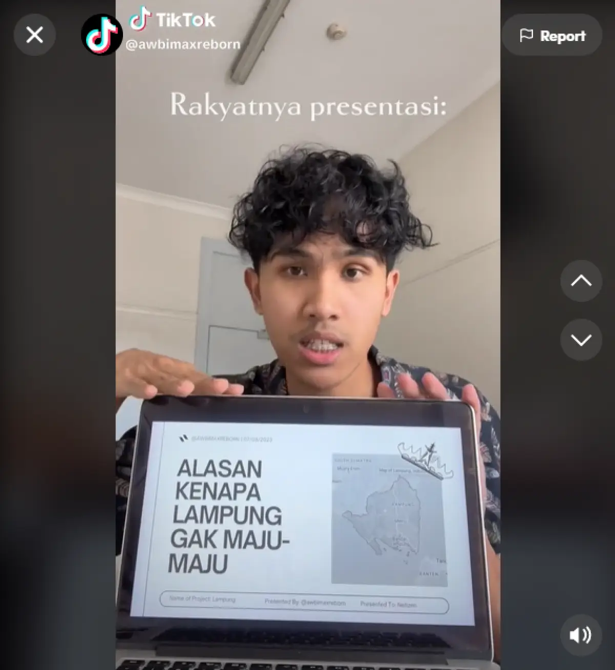 Awbimax dilaporkan ke pihak berwajib usai kritik Kota Lampung. (Sumber : tiktok/awbimaxreborn)