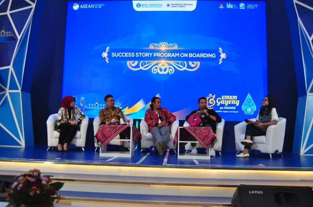 Acara diskusi pada Pameran UMKM Gayeng 2023 di Hotel Tentrem Semarang.