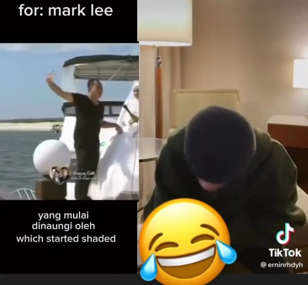 Mark Lee respons video editan Konsonan Langit milik Vicky Prasetyo. (Sumber : Instagram @onyourm__ark)