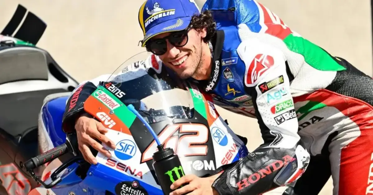 Pebalap LCR Honda, Alex Rins, naik podium pada MotoGP Amerika Serikat 2023, Senin (17/4/2023? (Sumber : motogp.com)