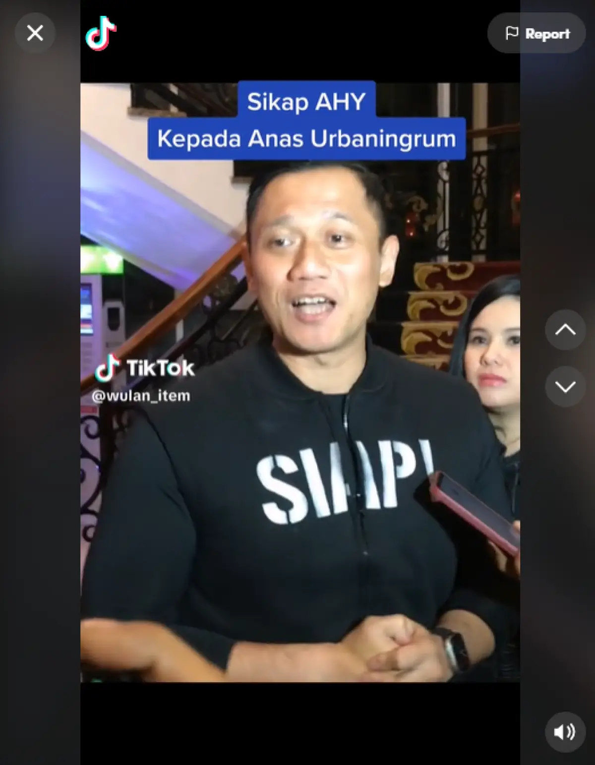 Reaksi AHY dan Annisa Pohan mengenai Anas Urbaningrum. (Sumber : tiktok/wulan_item)
