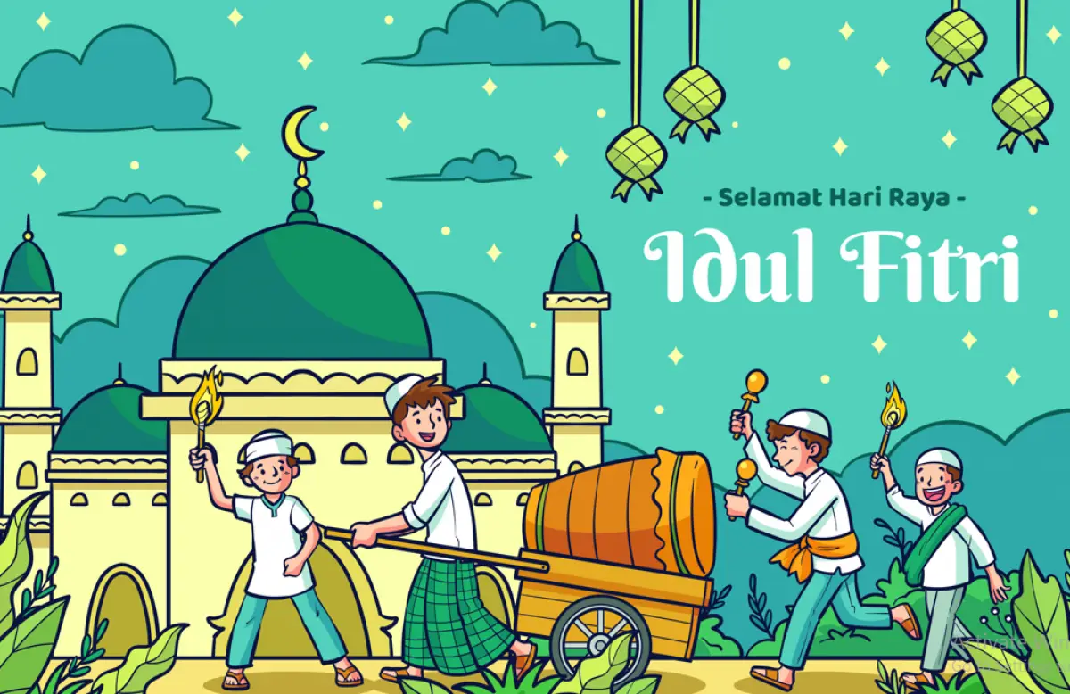 Ilustrasi malam takbiran (Sumber : freepik)