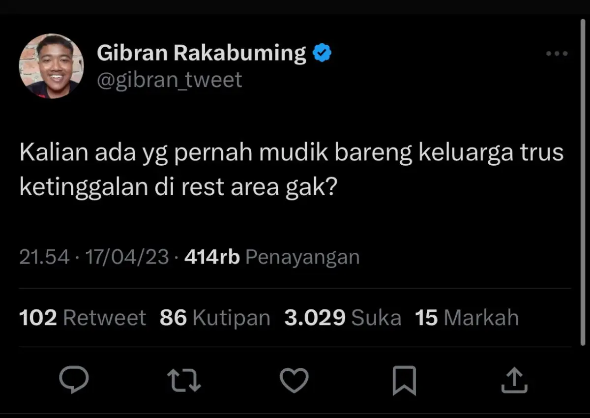 Warganet ramai bagikan pengalaman mudik ke Gibran Rakabuming (Sumber : tangkapan layar Twitter/gibran_tweet)