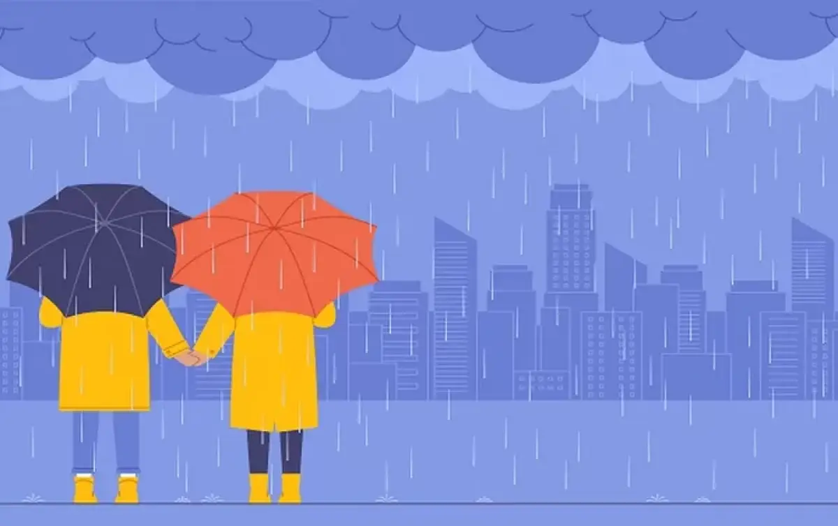 Ilustrasi prakiraan cuaca hujan sedang. (Sumber: Freepik)