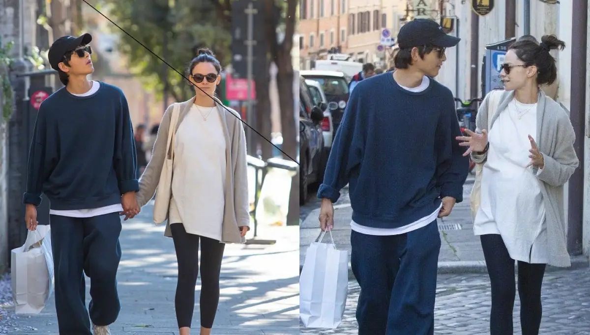 Song Joongki dan Katy Louise Saunders saat liburan di Roma, Italia. (Sumber : Twitter @sjkwings1985)