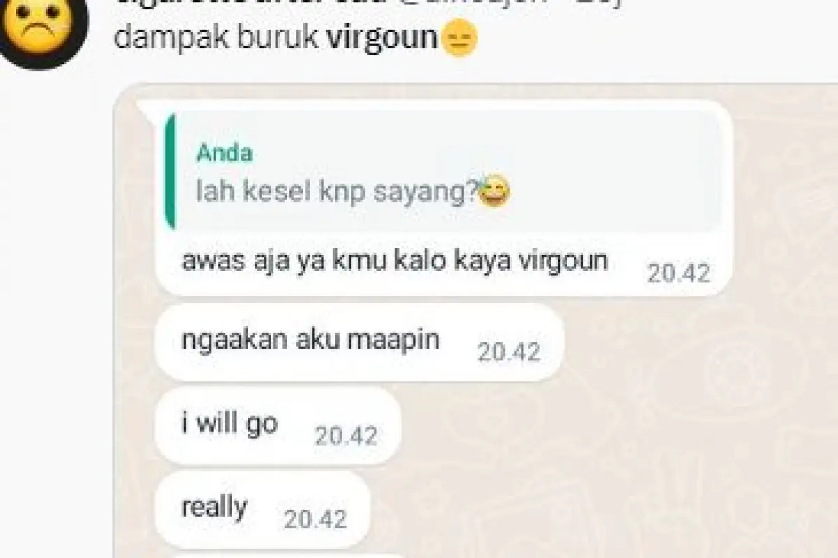 Netizen di Twitter bagikan dampak perselingkuhan Virgoun, salah satunya chat dari pasangan yang mewanti-wanti mereka untuk tak berselingkuh (Sumber : Twitter/dinoajorrr)