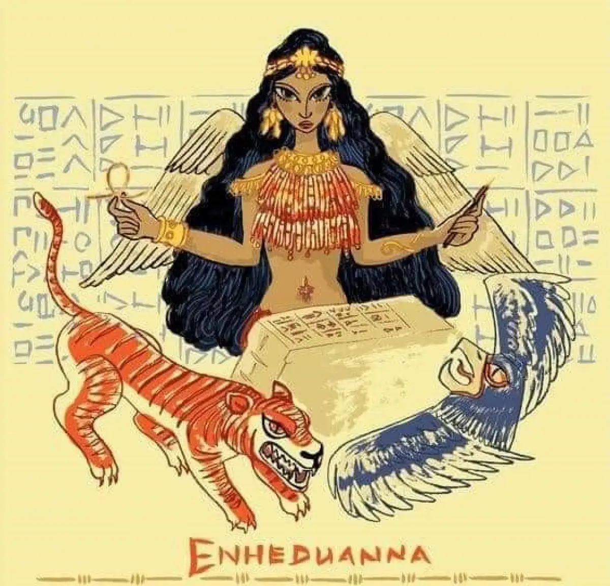 Gambar ilustrasi sosok Enheduanna, salah satu penyair yang diklaim sebagai penulis tertua di dunia (Sumber : Twitter)