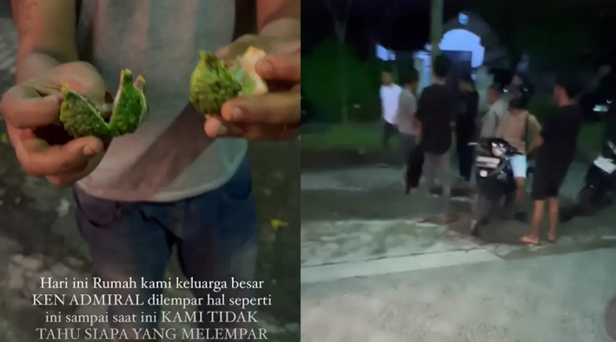 Rumah Ken Admiral korban Aditya Hasibuan dilempari batu dan bunga oleh orang tak dikenal. (Sumber : Instagram @dindasafay)