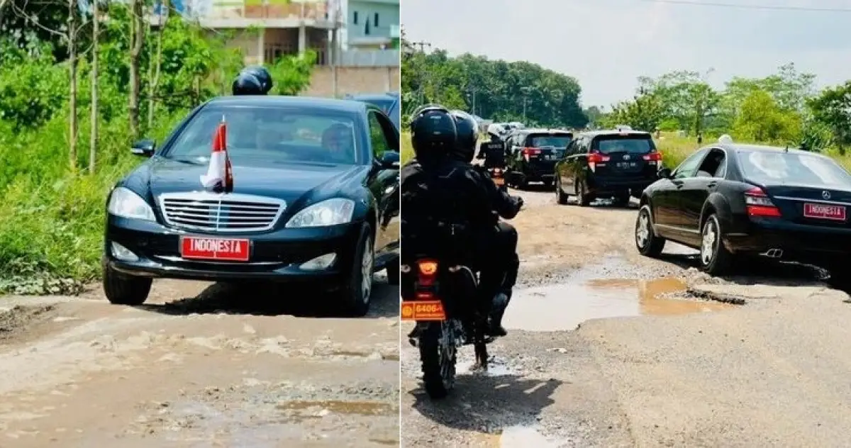 Momen Presiden Jokowi meninjau jalan rusak di Lampung, Jumat (5/5/2023). (Sumber : Biro Sekretariat Presiden)