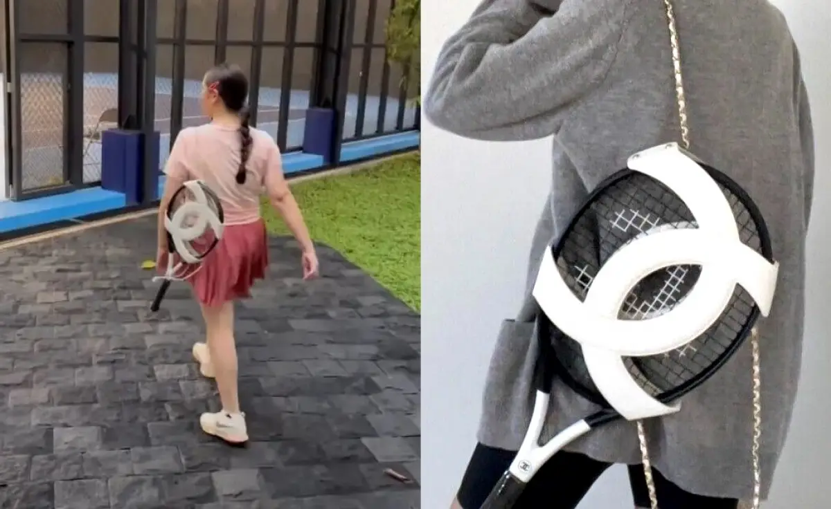 Nagita Slavina gunakan raket dan sarung raket dari Chanel seharga Rp 124 juta. (Sumber : ebay)