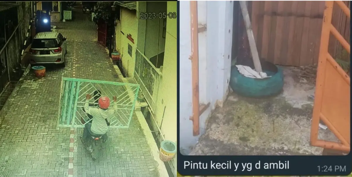 Rekaman CCTV pencurian pagar di perumahan di Semarang. (Sumber : Instagram @portalsemarang)