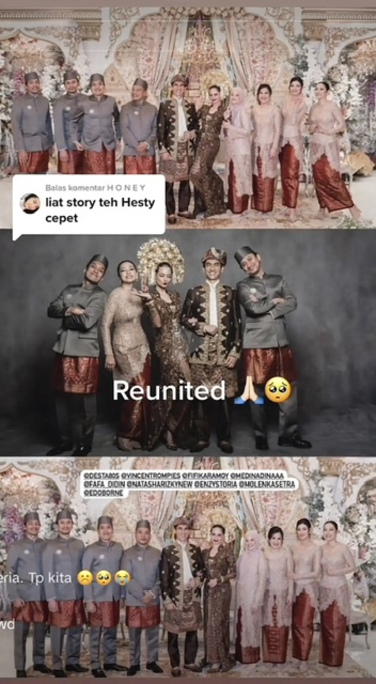 Foto Desta dan Natasha Rizki di pernikahan Enzy Storia. (Sumber : TikTok)