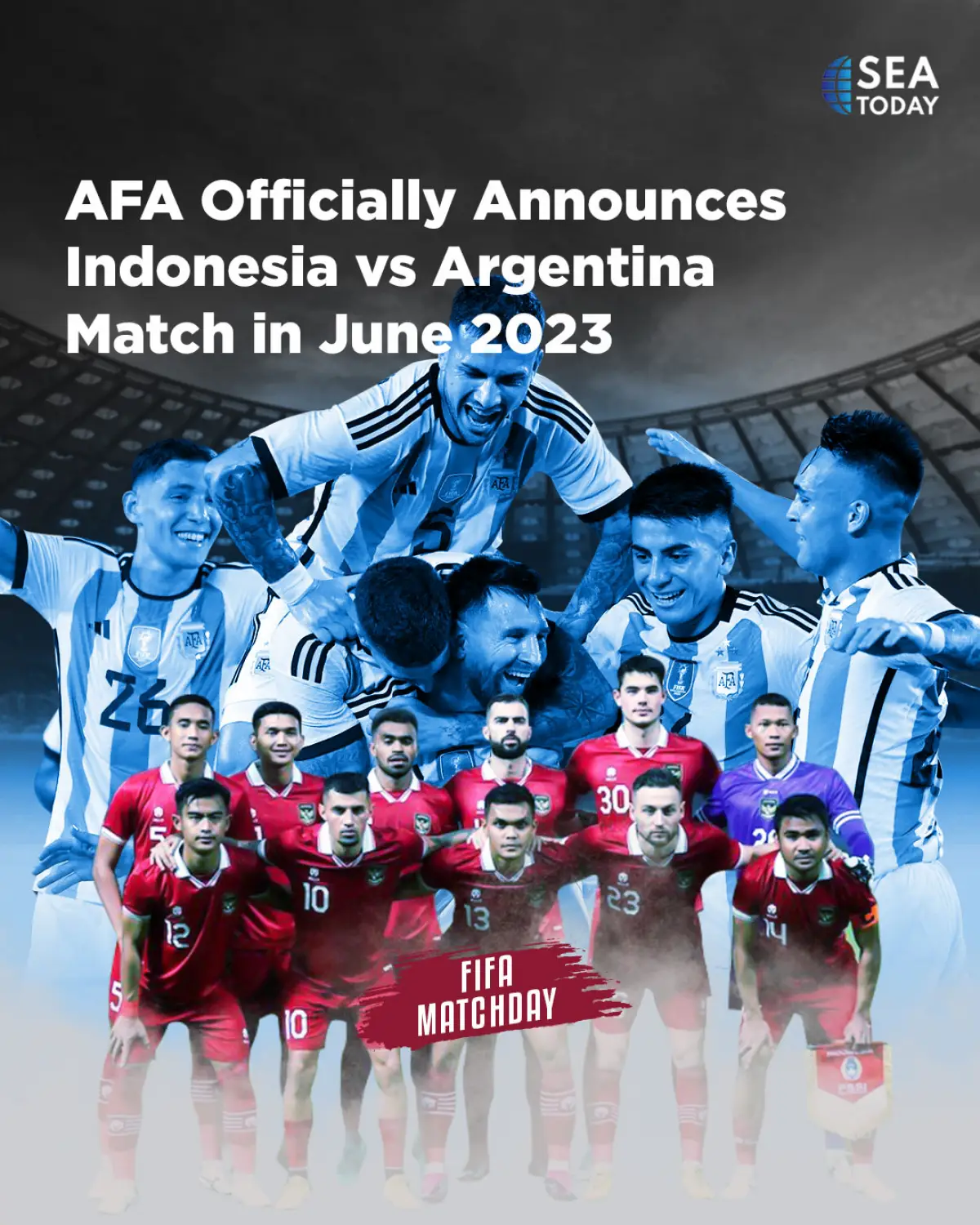 Timnas Indonesia bakal bertanding dengan Argentina di FIFA Matchday (Sumber : Twitter @seatodaynews)