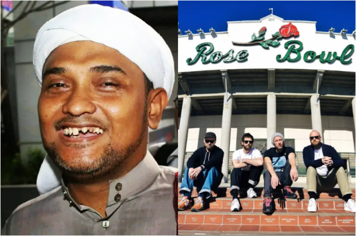 Novel Bamukmin, sosok yang rajin menolak konser Coldplay (Sumber : Kolase Instagram Coldplay dan Twitter Fotocopy21)