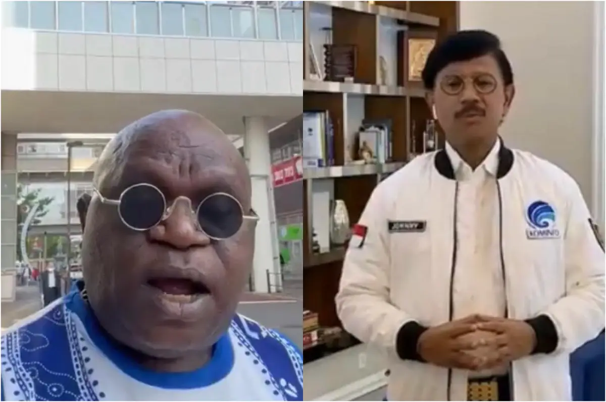 Natalius Pigai sebut 3 tokoh besar mampu bebaskan Johnny G Plate dari kasus korupsi (Sumber : Kolase Twitter @nataliuspigai2 dan instagram Johnny G Plate)