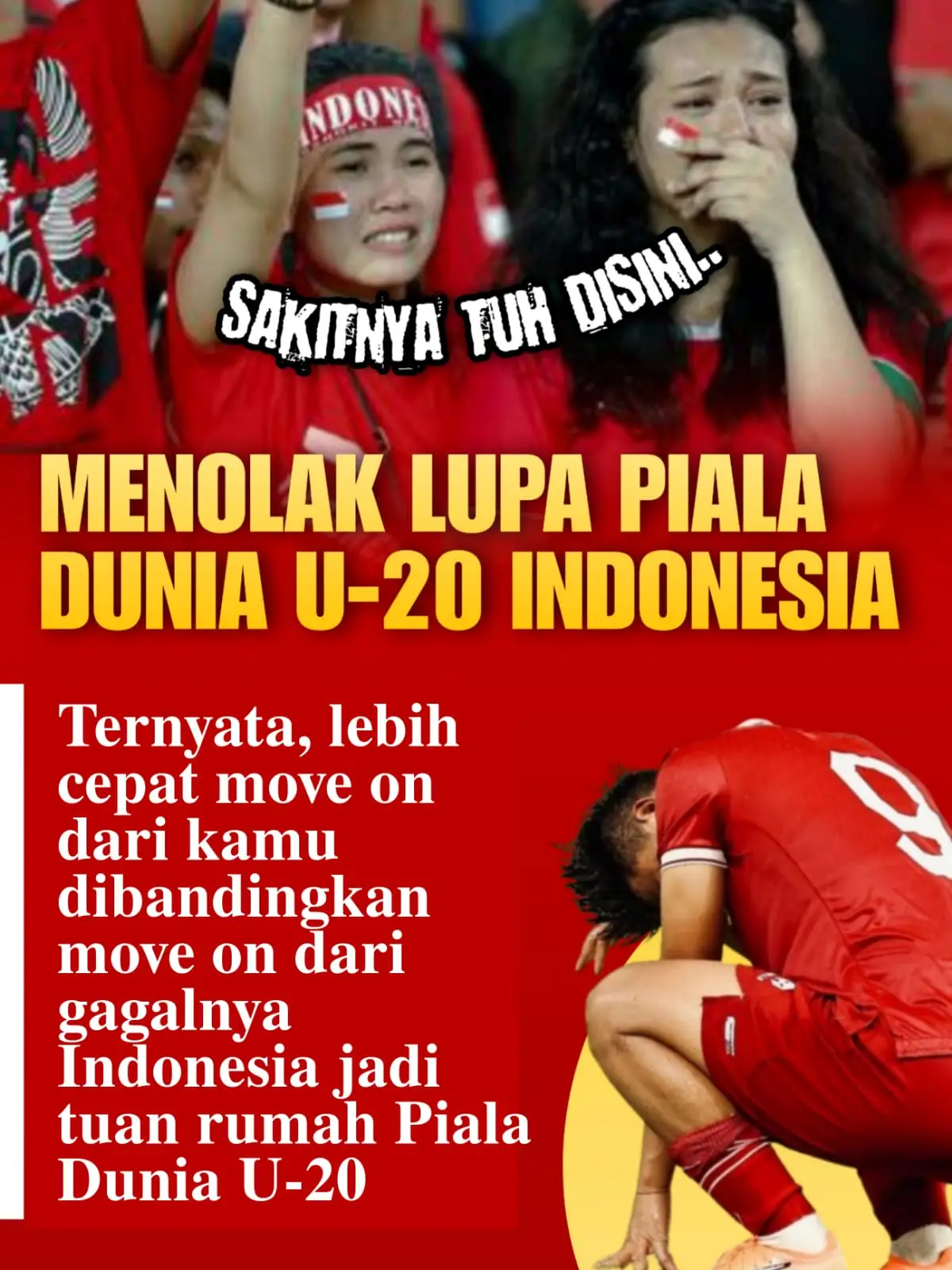 Tagar MenolakLupa menjadi trending sebagai ekspresi kekecewaan batalnya Indonesia jadi tuan rumah Piala Dunia U20 (Sumber : Twitter)