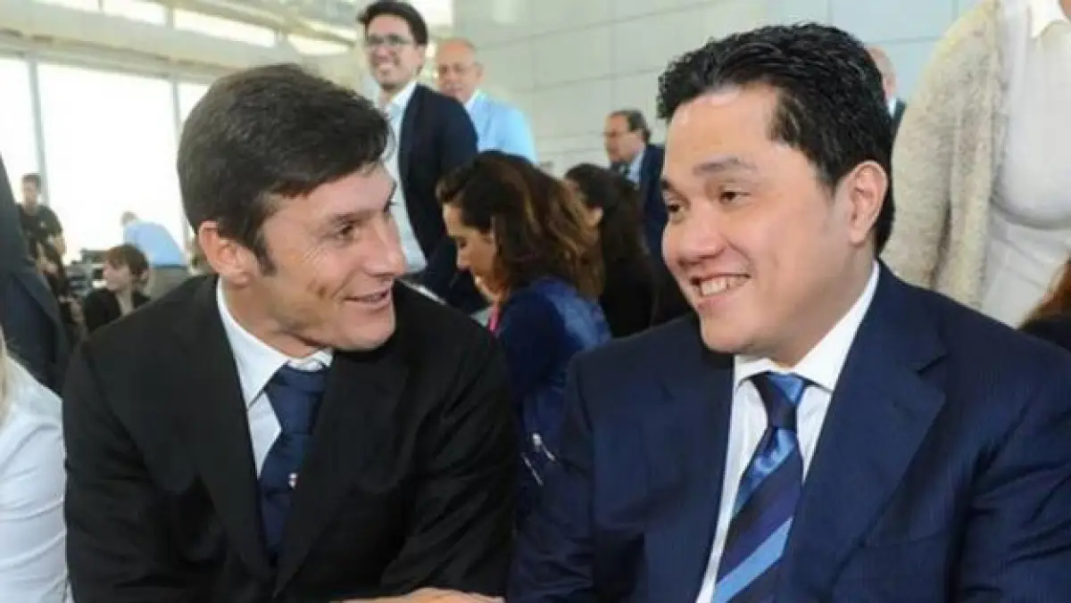 Erick Thohir dan Javier Zanetti ketika masih bekerja sama di Inter Milan (Sumber : Twitter)