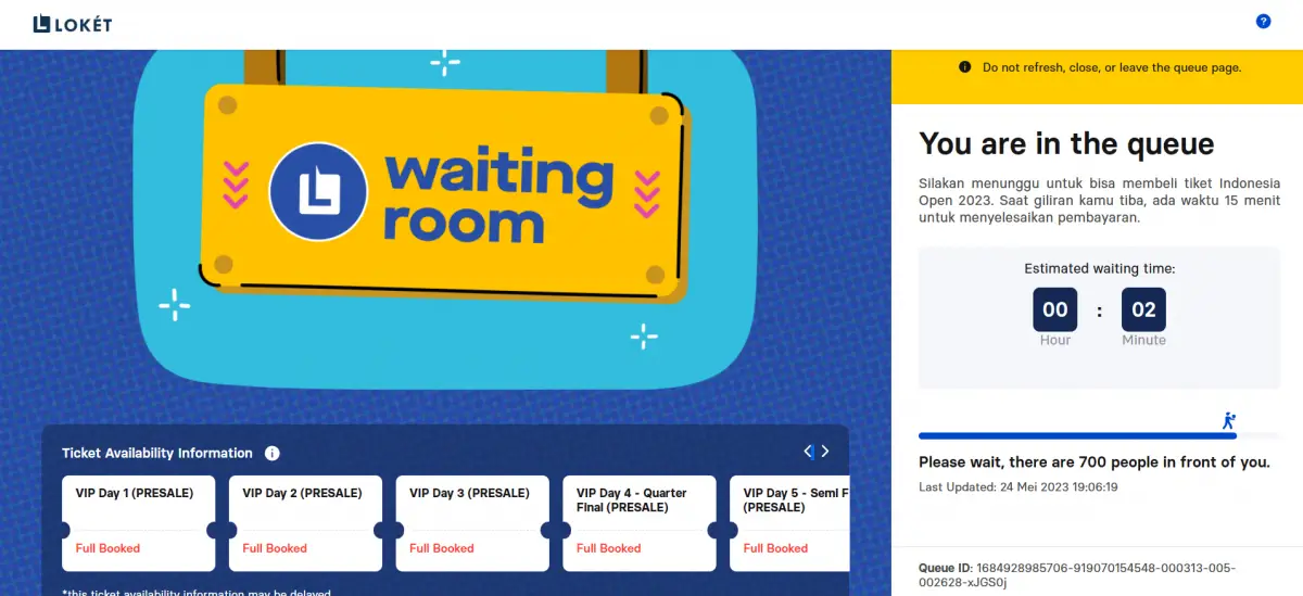 Tiket Indonesia Open 2023 ludes dipesan hanya dalam beberapa jam. (Sumber : loket.com)