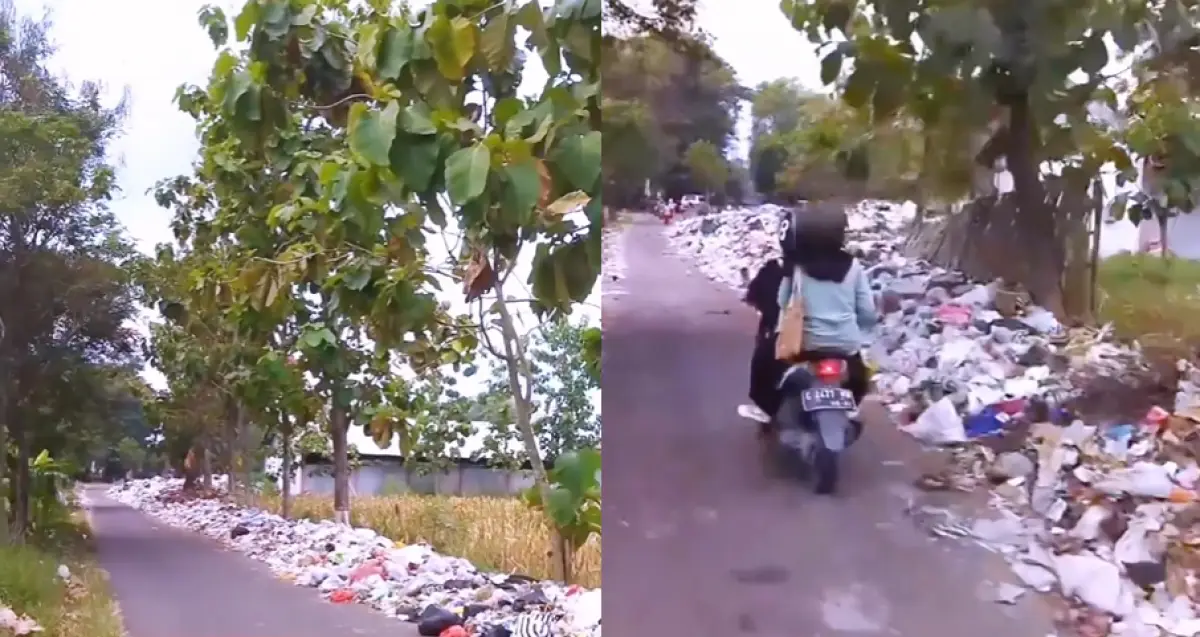 Tumpukan sampah yang ada di Jalan Kabupaten, Pandean, Tasikmadu, Karanganyar. (Sumber : Instagram @jelajahkaranganyar)