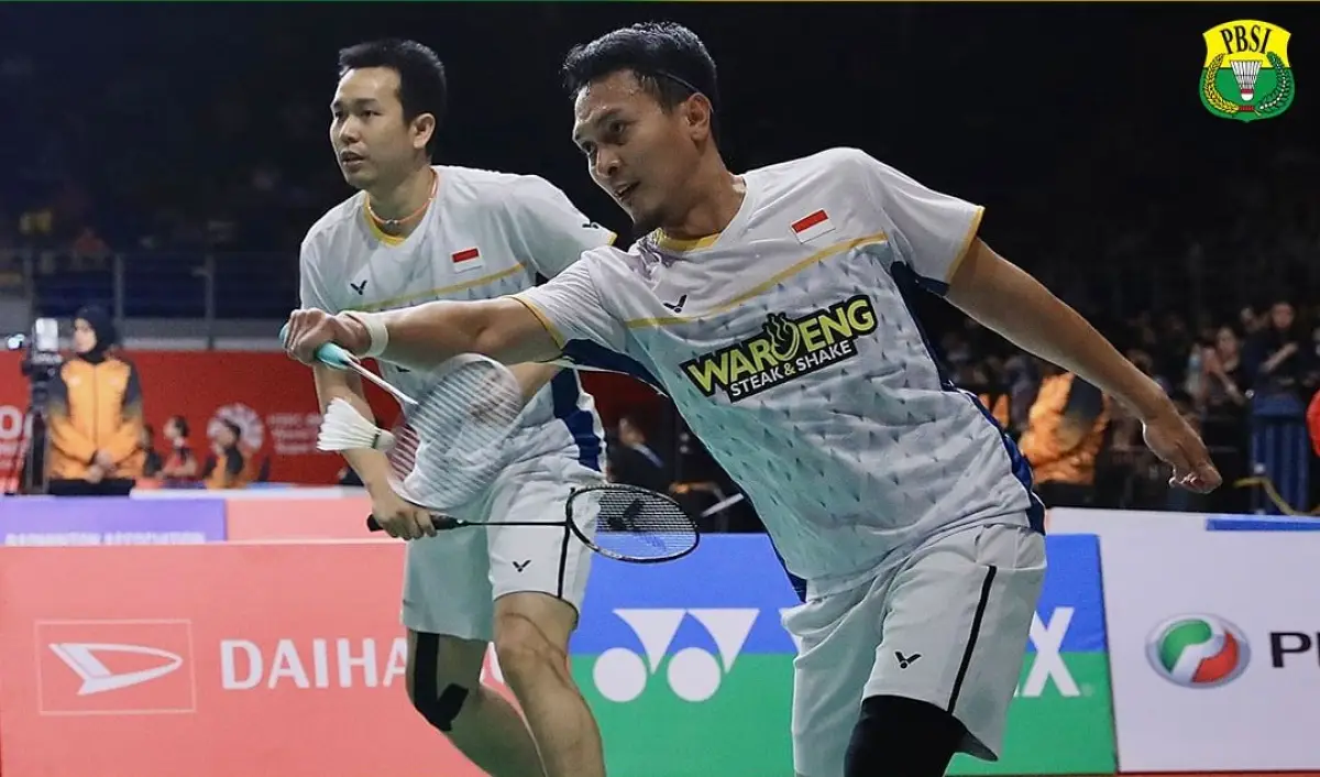 Mohammad Ahsan/Hendra Setiawan melaju ke quarter final Malaysia Masters 2023 setelah tumbangkan wakil Taiwan. (Sumber : PBSI)