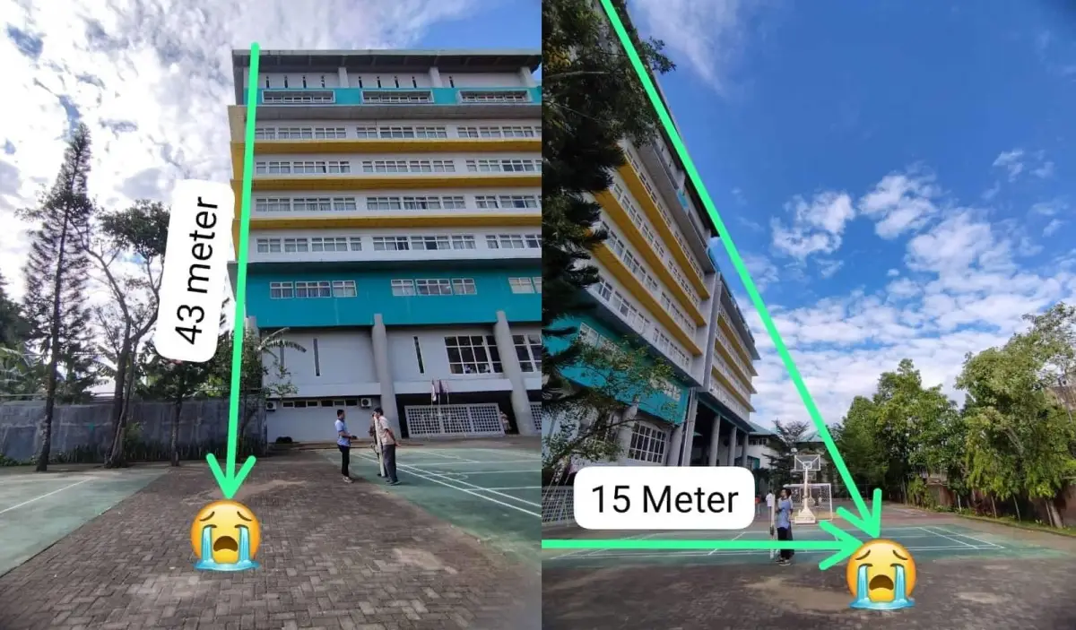 SMP Athirah Makassar, lokasi jatuhnya Basman dari lantai 8 gedung sekolah. (Sumber : Facebook Nursuci Sulva)