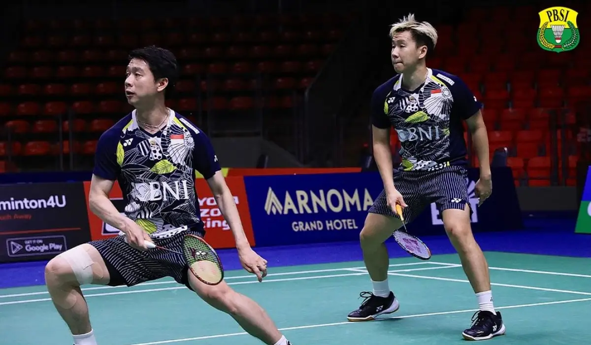 Minions, pasangan ganda putra Marcus/Kevin, melaju ke babak 16 besar Thailand Open 2023, setelah kalahkan wakil Singapura, Jung Liang Andy Kwek/Loh Kean Hean, Kamis 1 Juni 2023. (Sumber : PBSI)