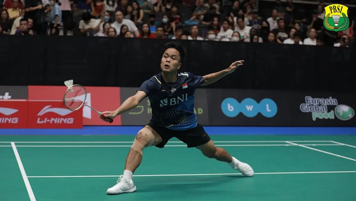 Anthony Ginting kalahkan wakil Hong Kong, Ng Kah Long Angus, di babak pertama Singapore Open 2023, Rabu 7 Juni 2023. (Sumber : PBSI)