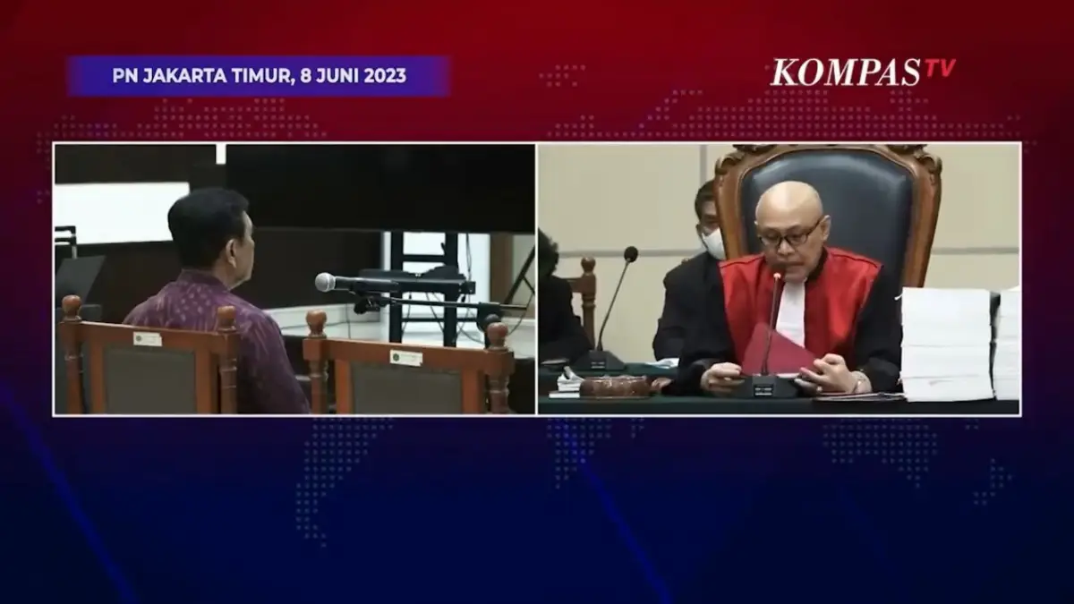 Sidang pencemaran nama baik dengan saksi pelapor, Luhut Binsar Pandjaitan. (Sumber : Screenshot YouTube KompasTV)