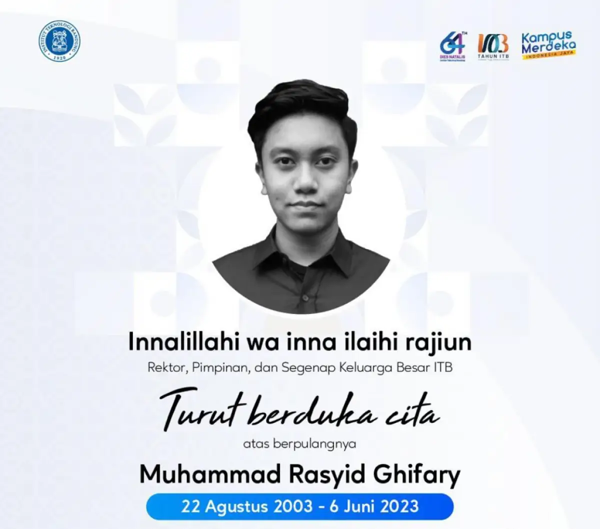 Mahasiswa ITB meninggal saat uji coba pesawat tanpa awak (Sumber : Twitter ITB)