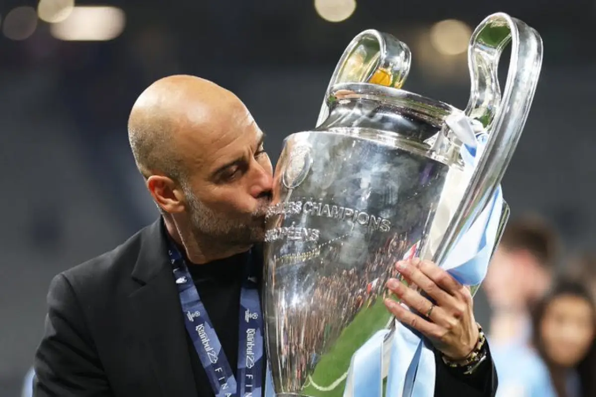 Pep Guardiola berhasil mengantarkan Manchester City meraih gelar Liga Champions (Sumber : Twitter)