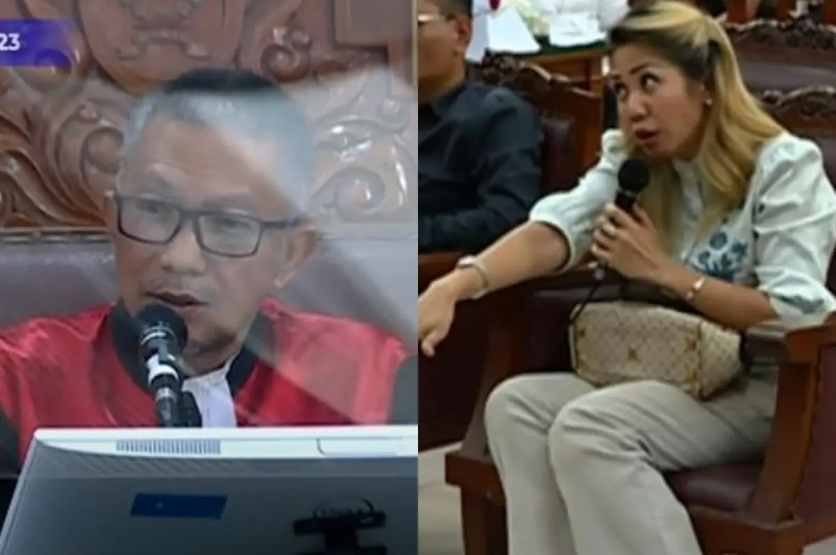 Natalia di persidangan Mario Dandy memperagakan posisi nyungseb David Ozora (Sumber : KompasTV)