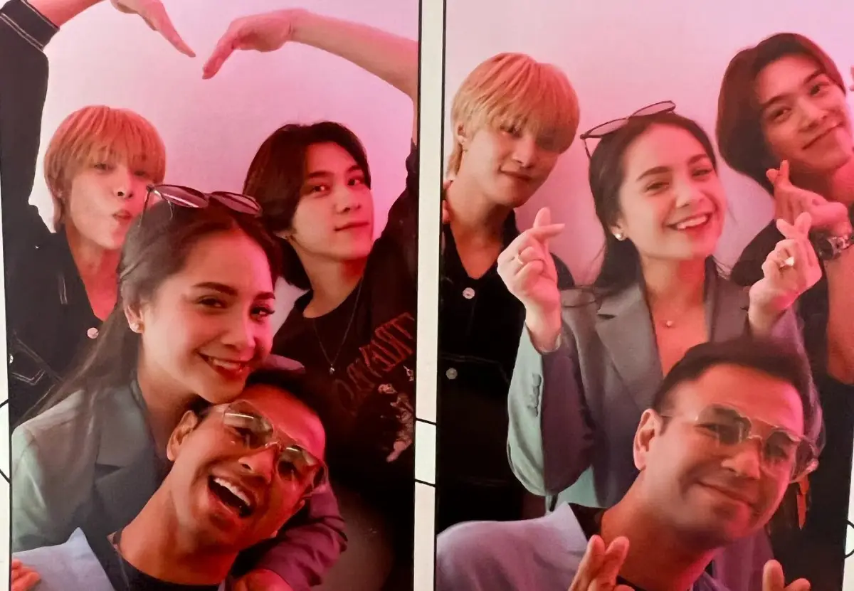 Raffi Ahmad dan Nagita Slavina bertemu Hendery dan Yangyang WayV di SM Entertainment Korea. (Sumber : Instagram @raffinagita1717)