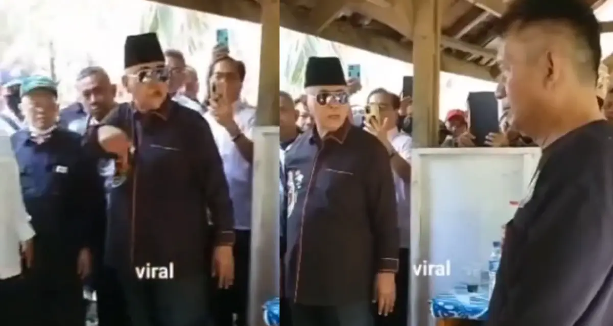 Viral video Pemilik Ponpes Al Zaytun, Panji Gumilang, marahi 3 aparat berpakaian preman. (Sumber : Instagram @bekasikepo)
