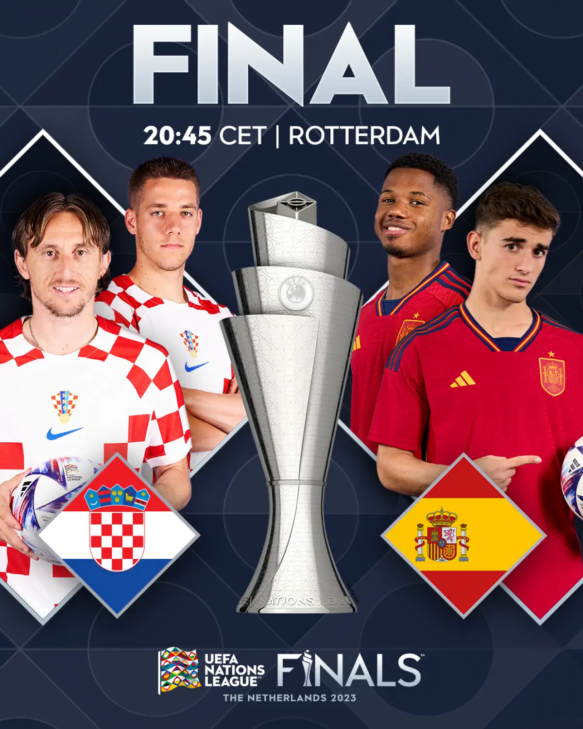 Kroasia dan Spanyol akan memperebutkan trofi UEFA Nations League di Stadion De Kuip Rotterdam (Sumber : Twitter)