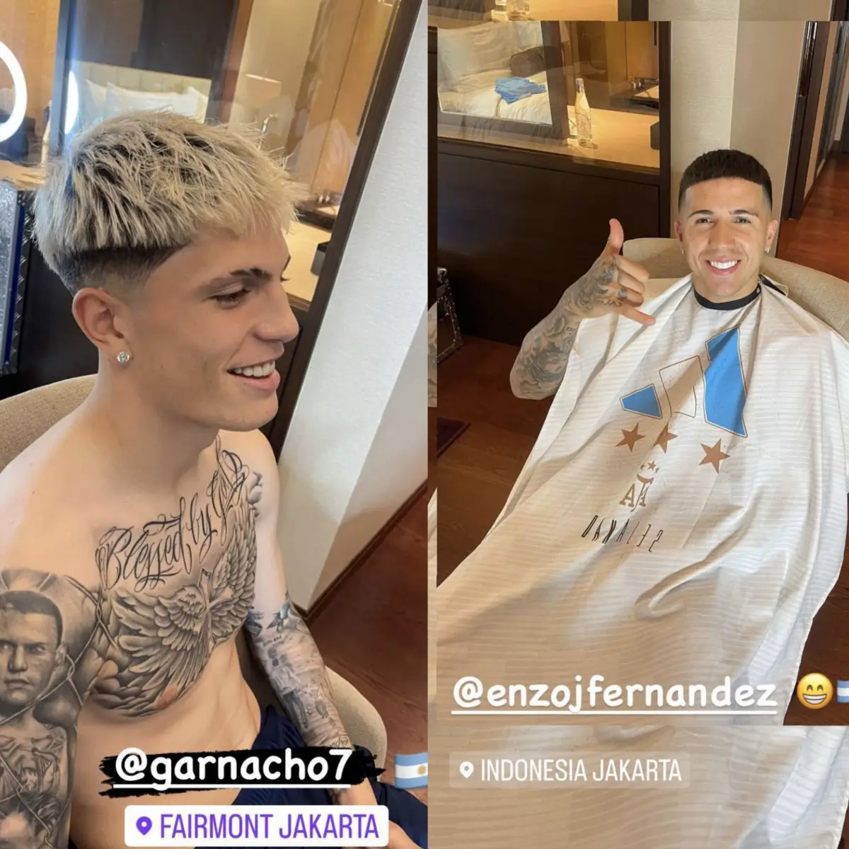 Enzo Fenandez dan Alejandro Garnacho potong rambut jelang laga FIFA Matchday (Sumber : instagram)