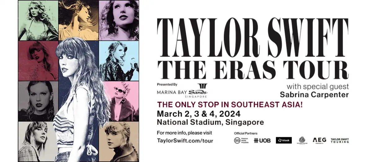 Taylor Swift akan gelar konser 3 hari di Singapura pada 2-4 Maret 2024. (Sumber : Ticketmaster)
