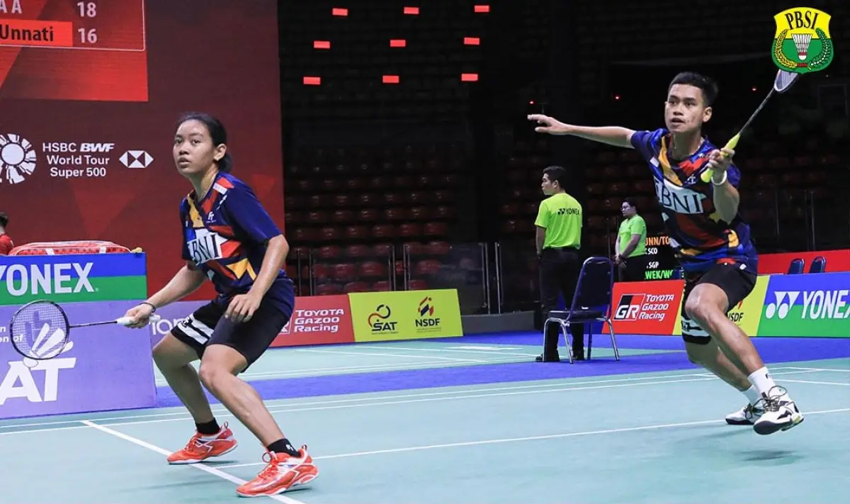 Pasangan ganda campuran, Jafar Hidayatullah/Aisyah Salsabila Putri Pranata, taklukkan tuan rumah, Ming Che Lu/Chung Kan Yu, di babak 32 besar Taipei Open 2023. (Sumber : PBSI)