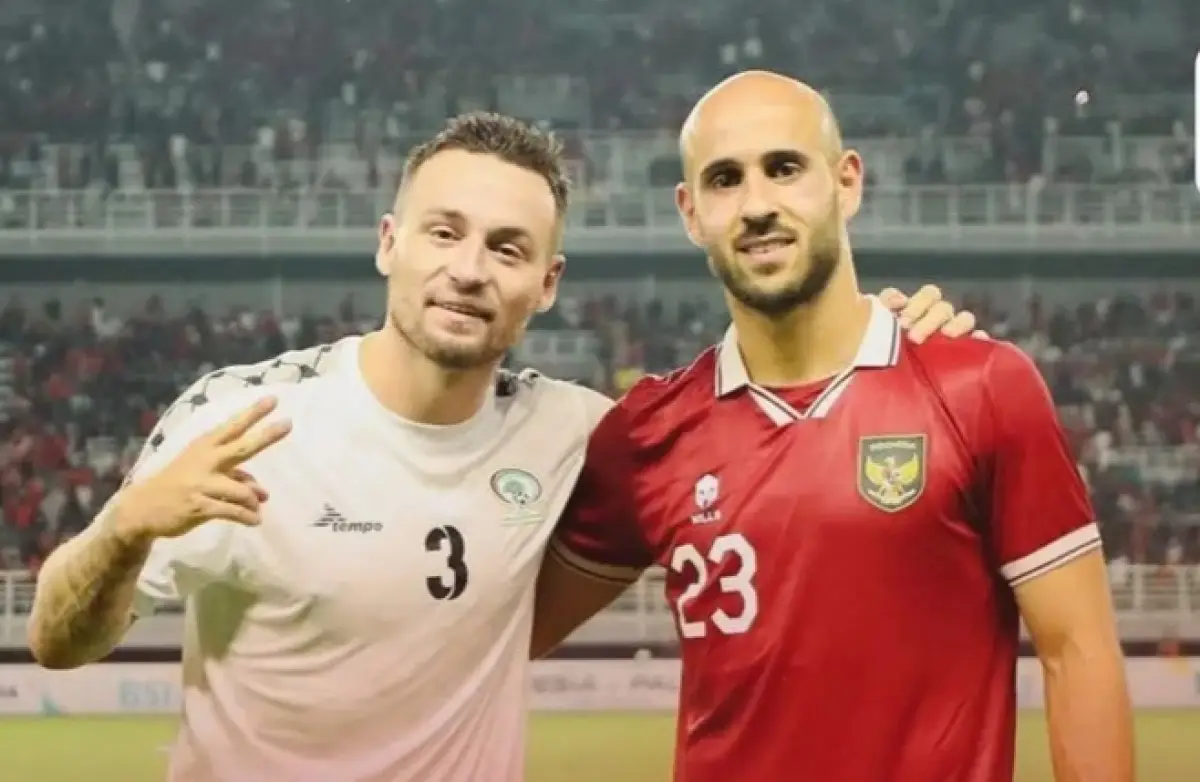 Marc Klock dan Abdul Rasheed saat Timnas Indonesia vs Palestina (Sumber : instagram)