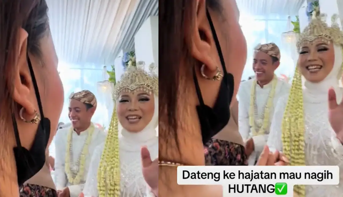 Viral video pengantin di Tasikmalaya ditagih utang saat pernikahannya. (Sumber : TikTok @ayuwess_)