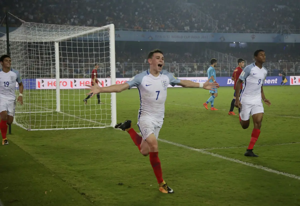 Phil Foden saat tampil bersama Timnas Inggris U-17 di Piala Dunia U-17 2017 (Sumber : Twitter)