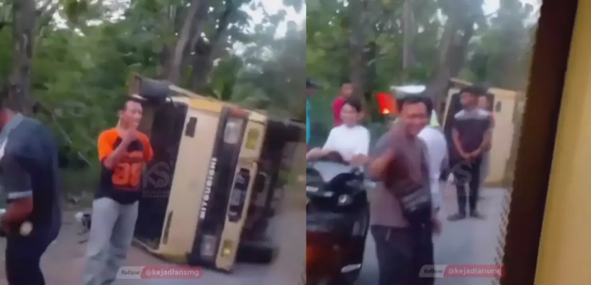 Kecelakaan di Jalur Siger Bencah, Semarang, truk terguling di jalan, Jumat 30 Juni 2023 sore. (Sumber : Instagram @kejadiansmg)