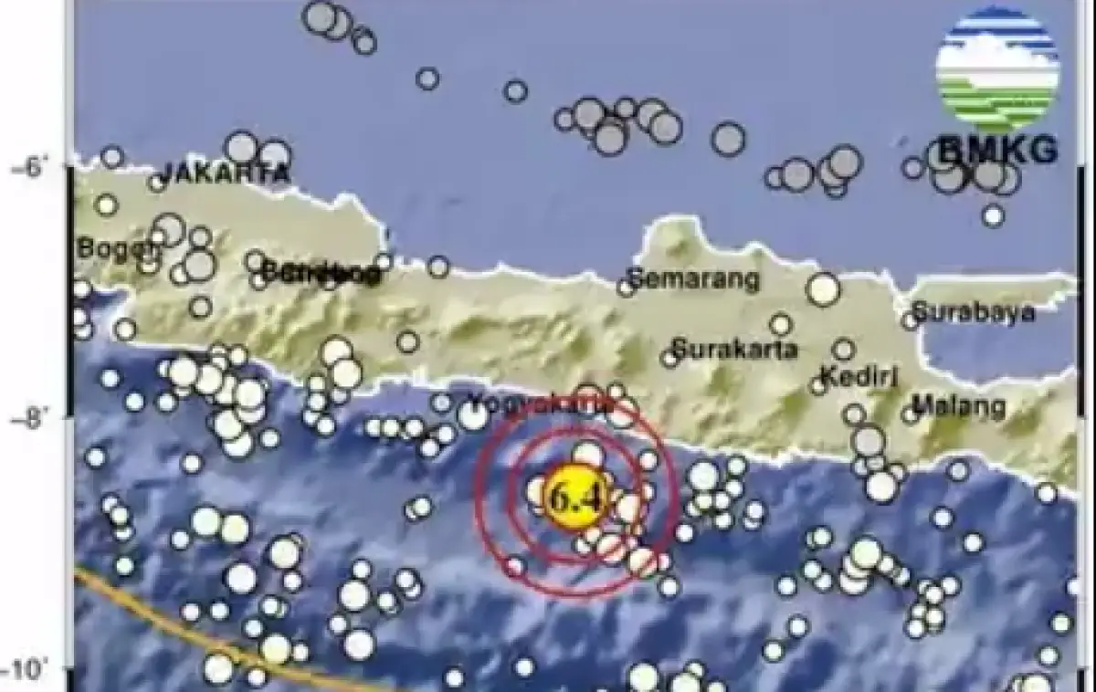 Gempa berkekuatan magnitudo 6,4 guncang Bantul, DIY. (Sumber : Twitter @infoBMKG)
