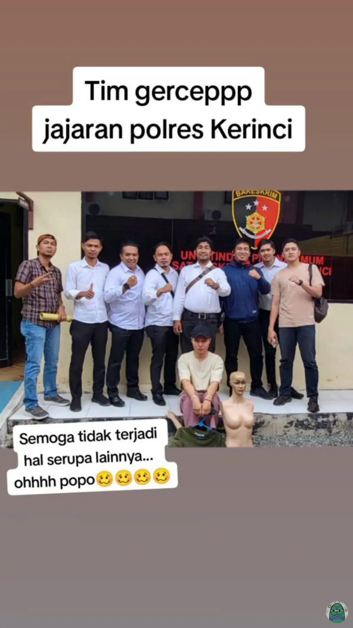 Popo TikToker ditangkap karena video masturbasi pakai manekin. (Sumber : twitter/tanyarlfess)
