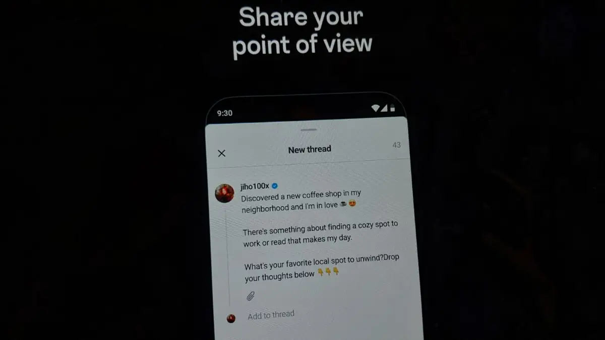 Tampilan aplikasi Threads yang dibuat oleh Instagram yang secara tampilan mirip dengan Twitter.