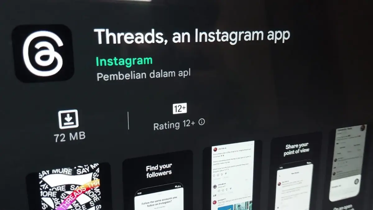 Aplikasi Threads, aplikasi yang tampilannya mirip Twitter dan dibuat oleh Instagram.