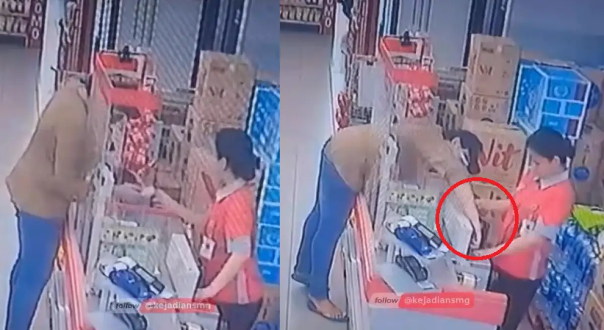 Aksi bule Timur Tengah hipnotis kasir Superindo Jalan Imam Bonjol, Semarang Tengah, Minggu 9 Juli 2023. (Sumber : Instagram @kejadiansmg)